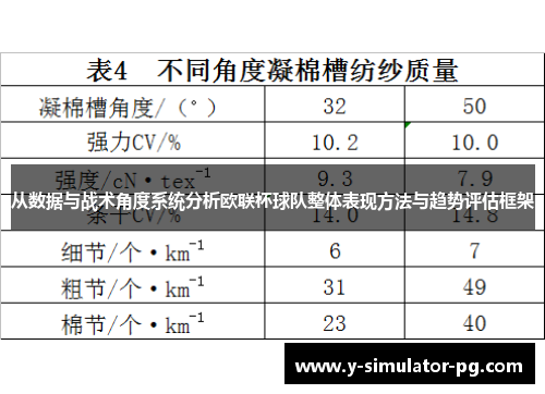 从数据与战术角度系统分析欧联杯球队整体表现方法与趋势评估框架
